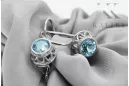 Vintage craft Earrings Aquamarine Sterling silver 925 vec117s